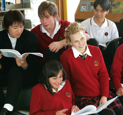 A group of secondary students working together
