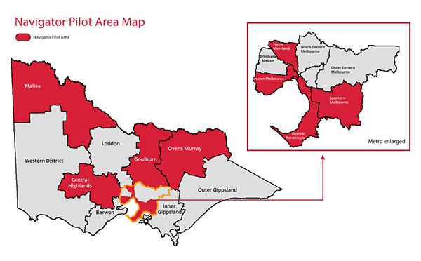 Map of the Navigator program provider areas