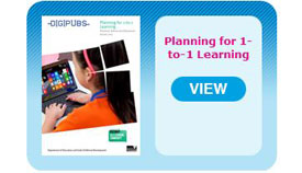 small image of 1 to 1 learning booklet shows girl facing a laptop