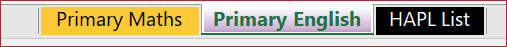 Website buttons saying Primary Maths, Primary English, and HAPL List