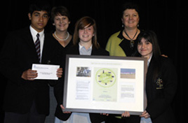 2008 Rubbish Free Lunch Awards: Catholic Regional College students with Minister Pike and Anita Roper (Sustainability Victoria)