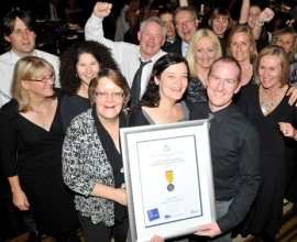 Claire Glover with family and friends celebrating her 2010 win