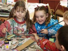 Young kids painting