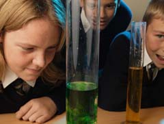 Kids using beakers