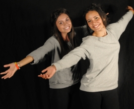two aboringial girls dancing