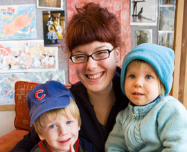 teacher and children smiling