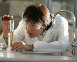 Boy in laboratory