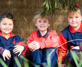 Students sitting outside