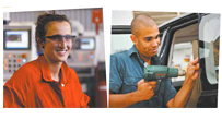 Two apprentices in their workshops