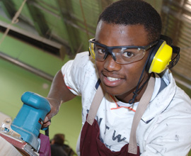 Student using machine