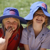 two girls smiling