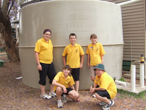 Water wise: Students at Mildura West PS with their environmentally sustainable water tank and water diverter – just two of the facilities added by the school to cut down on water wastage. The school was also a major award winner in last year’s Rubbish Free Lunch Challenge.