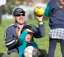 Father with kids in the park