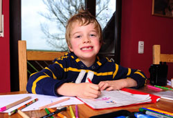 Young boy drawing