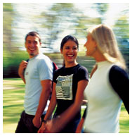 students walking and talking