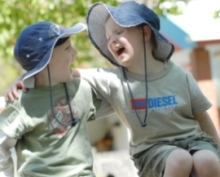 two boys laughing