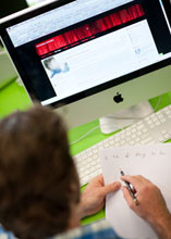 teacher working online