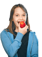 Image: student eating an apple