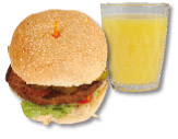Hamburger and juice