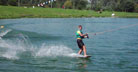 Young person water skiing