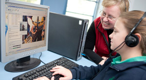 Students attending an online event