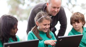 Students attending an online event