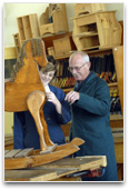 Wooden horse in a woodwork shop.