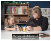 Video of a student at Level 0.5 of the Speaking & Listening Standard