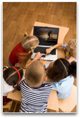 Students with a laptop