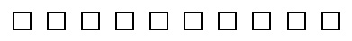 Row of 10 white blocks