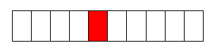 Row of 10 blocks, 5th block is red