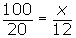100/20 = x/12