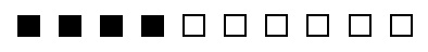4 black blocks in a row of 10