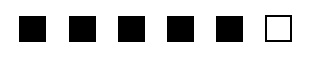 5 black blocks in a row of 6