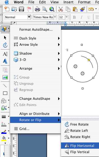 MS Word screendump: rotating an image