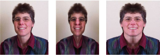 Photo manipulation to show face symmetry