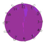 Clock face with paper clips at the hours