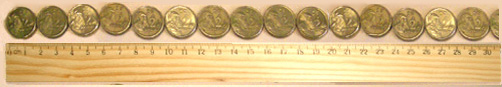 Row of coins and a ruler