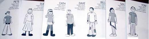 Sketchs of kids of varying height