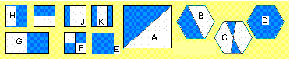 Set of hexagons and rectangles of various sizes