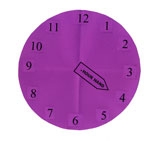 Paper cut out of clock face at about 3:20