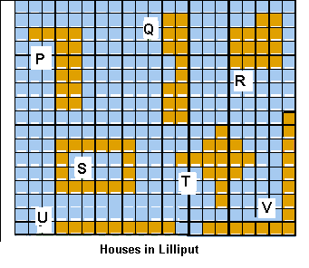 Grid 13 x 17 marked with letters S, T, V, P, Q, R, U