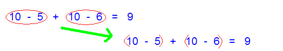 10 - 5 + 10 - 6 = 9