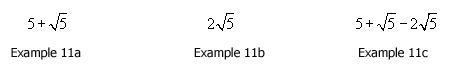 Surd examples 11a to 11d