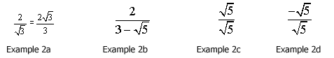 Surd examples 2a to 2d