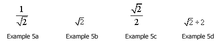 Surd examples 5a to 5d