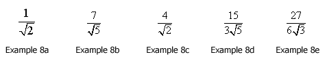Surd examples 8a to 8d