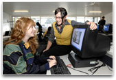 Teacher and students in computer lab