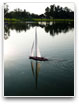 A sail boat on a lake