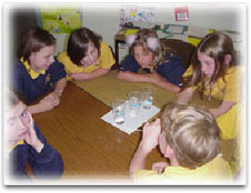 Group of students observing glasses